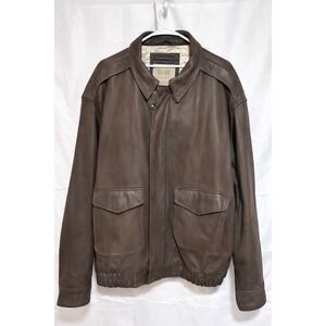 G-III Leather Bomber Jacket XXL Brown G3 Flight Map Lining Oversized